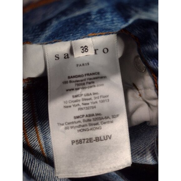 Sandro Basil Floral & Snake Embroidered Crop Denim Jeans Pants Women Sz 38 US 30 - Picture 13 of 15